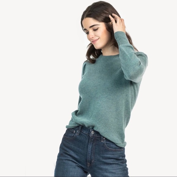 Lilla P Sweaters - Lilla P Pure Cashmere Puff Sleeve Crewneck Sweater